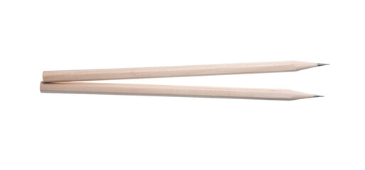 Two graphite pencils isolated on white. School supply