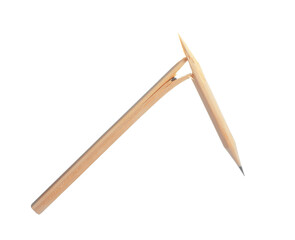One broken graphite pencil isolated on white. School supply