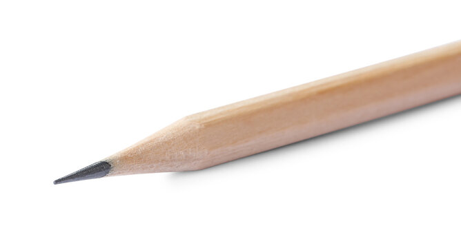 One graphite pencil isolated on white, closeup