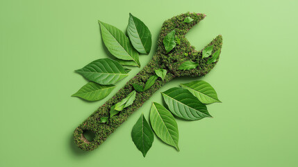 Eco-Friendly Repair and Maintenance with Green Wrench Icon, Promoting Sustainable Fixing Service, Environmental Responsibility and Green Technology in Eco-Conscious Technical Solutions