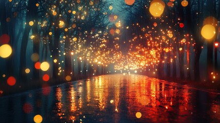 Vibrant red and gold fireworks layering upon one another