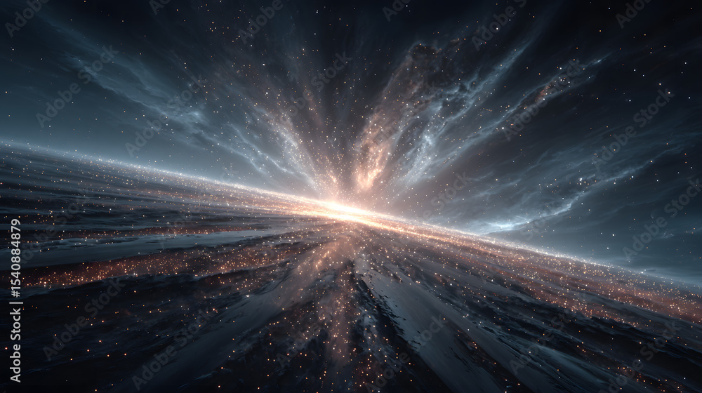 Aufkleber cosmic representation of quantum computing with glowing galaxy pathways