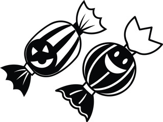 Halloween Candy Outline Illustration
