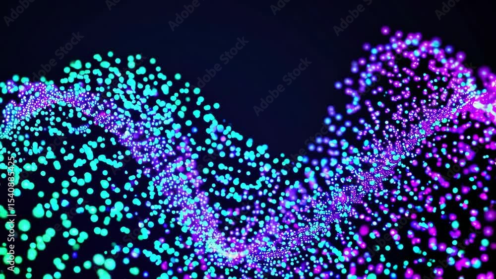 Aufkleber imitation an abstract wave on dark background. network design with particle. big data. abstract brig
