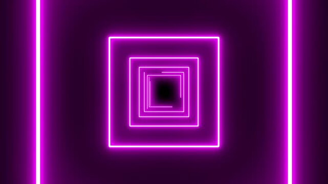 Neon tunnel glowing square tunnel background.
futuristic neon tunnel lighting lines. neon wave
