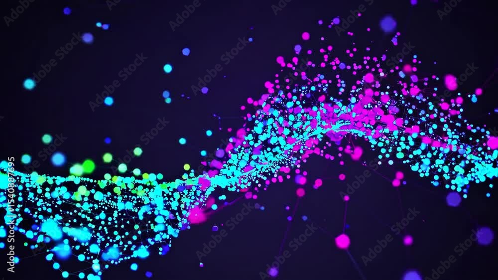 Aufkleber imitation an abstract wave on dark background. network design with particle. big data. abstract brig