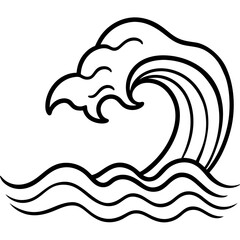 Naklejka premium Ocean-wave-line Vector Illustration AI Generated Travel and Holiday Design on White Background