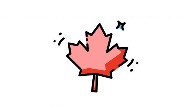 Animated Red Canadian maple leaf symbolizing national pride and autumn beauty. Perfect for Canadian themed designs, fall promotions, and nature inspired projects.