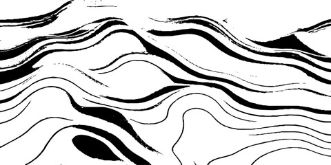 Fototapeta premium Abstract geographic topographic map style, elevation lines forming organic shapes, high contrast.