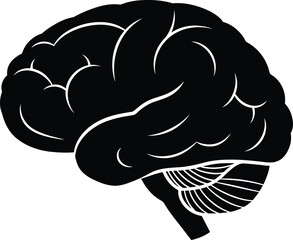 Silhouette illustration of a human brain representing concepts of intelligence cognitive processes and neurological health in a sleek design for educational and medical purposes