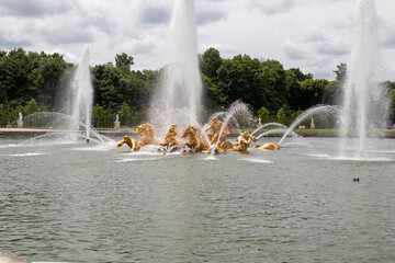 Chariot of Apollo Fountain, at Palace of Versailles, Paris.