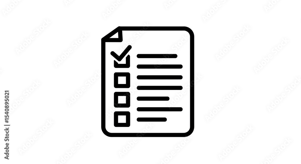 Aufkleber a checklist icon with a tick in the first box and other empty boxes with horizontal lines on a white