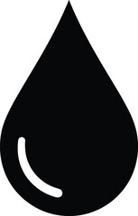 Simple bold black water drop icon symbol clean minimalist graphic design representing nature and hydration isolated on white
