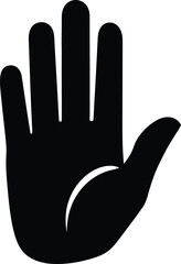 Black and white hand gesture with palm facing forward as a symbol of stop halt denial refusal prohibition or rejection