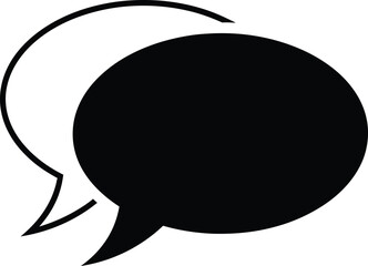 Simple black and white speech bubbles representing communication and messaging with a modern aesthetic