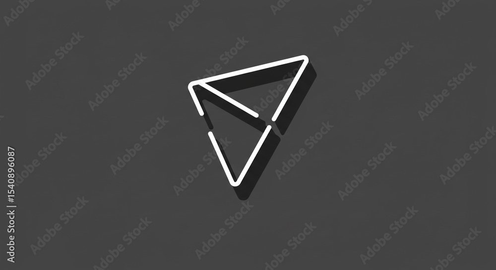 Aufkleber a geometric shape made of white lines forming two triangles on a gray background with a subtle shado