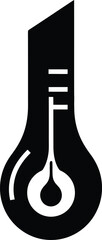 A simple black and white thermometer icon representing measurement temperature health and climate concepts for education and design