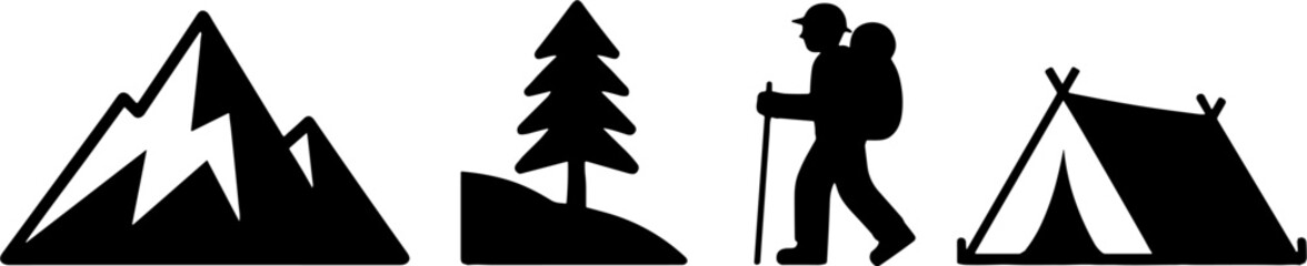 Fototapeta premium Mountain Tree Hiker Camping Tent Outdoor Adventures