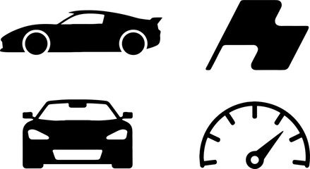 Fototapeta premium Sports Car Racing Flag Speedometer Dashboard Set