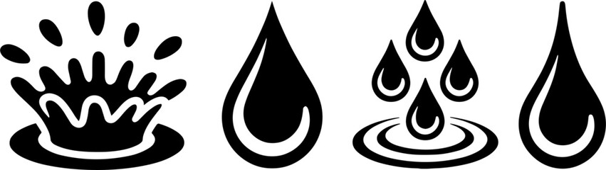 Water Droplet Splash Set Liquid Drop Symbols