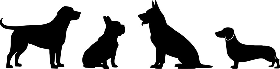 Silhouette Dogs Labrador French Bulldog German Shepherd Dachshund
