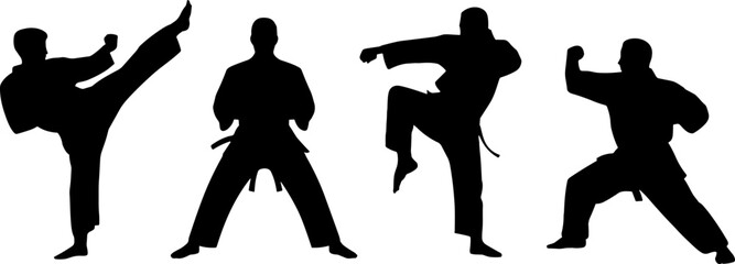 Martial Arts Silhouettes Karate Kick Punch Stance Pose