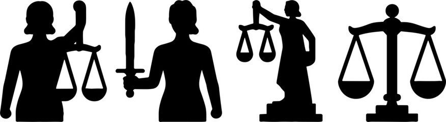 Justice Woman Holding Sword and Scale Balance Legal Symbols