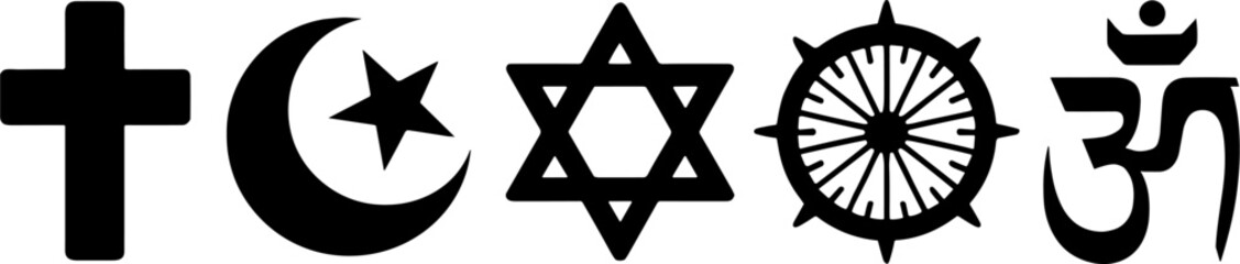 Religious Symbols Cross Crescent Star Spiritual Set