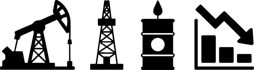 Oil Pumpjack Rig Barrel Falling Price Concept