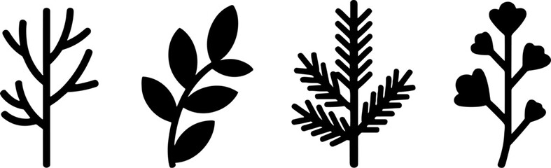 Obraz premium Minimalist Black Botanical Leavess Set for Logo and Branding