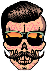 hipster mexicaine tete de mort crane moustache fantaisie