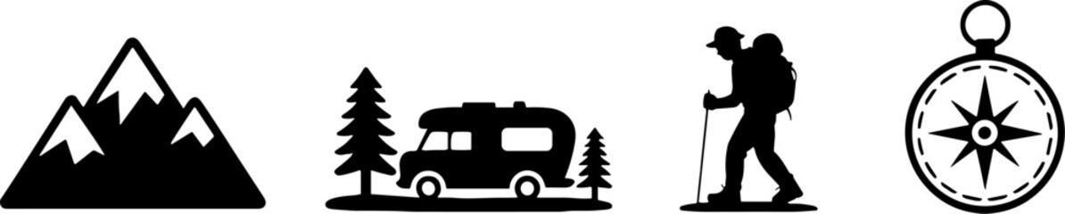 Mountain Hiking Camping Camper Van Compass Outdoor Adventures