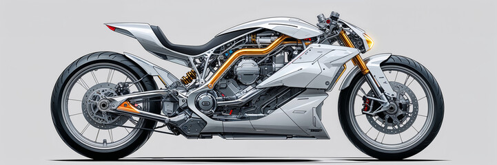 Fototapeta premium A1 Zukünftige Motorrad sehr Futuristisch 