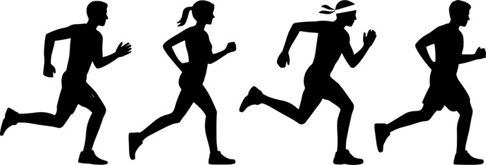 Running People Silhouette Marathon Race Fitness Exercise