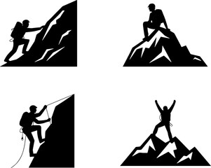 Mountain Climber Silhouette Hiking Rock Climbing Outdoor Adventure