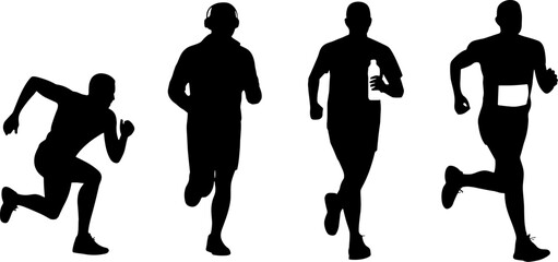 Running Man Silhouettes Sprint Jog Marathon Athlete Set