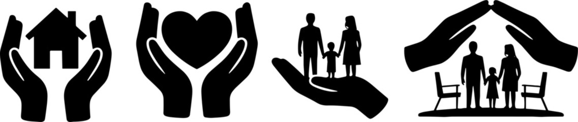 Hands Holding House Heart Family Protection Insurance Concept
