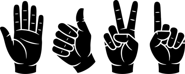 Black Hand Gestures Counting One Two Three Four Fingers