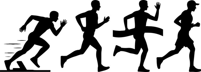 Runner Sprint Start Marathon Finish Line Jogger Silhouette Sequence