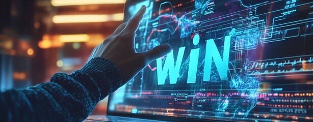 Winning strategy concept: futuristic technology and gaming interface