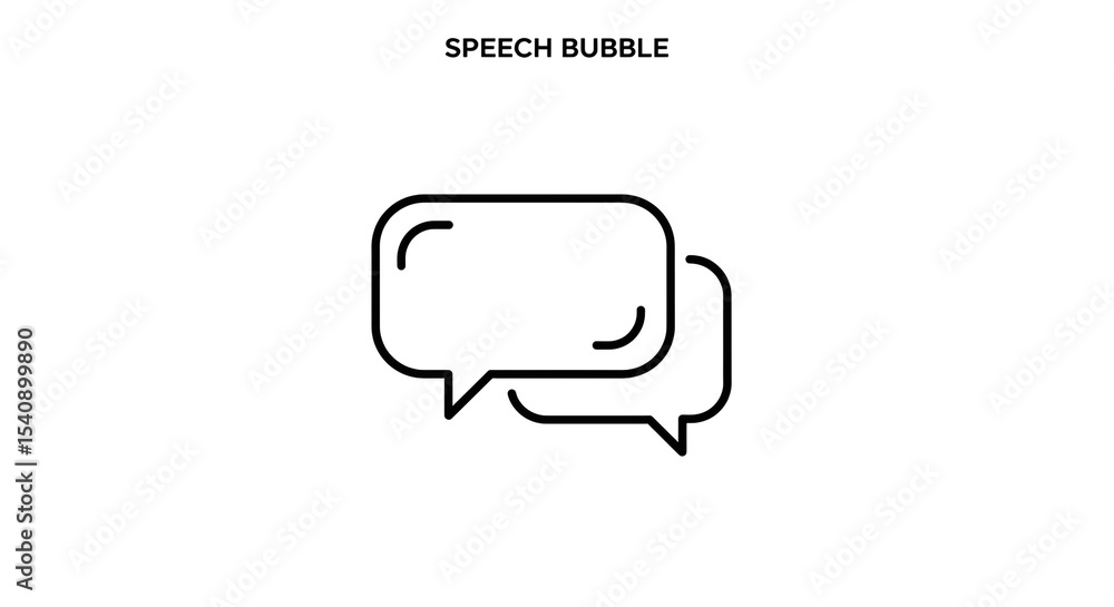 Aufkleber two speech bubbles overlapping each other in a simple black outline on a white background graphic de