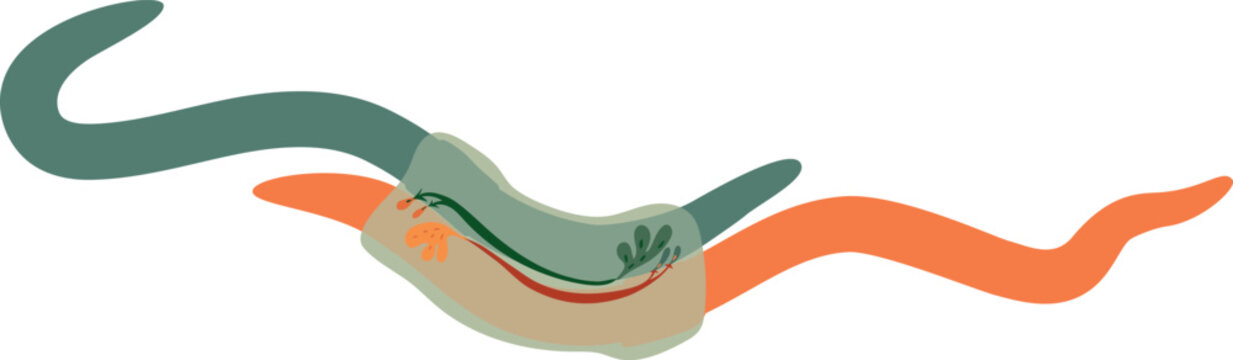 abstract shapes in green, orange, and beige clip art preview