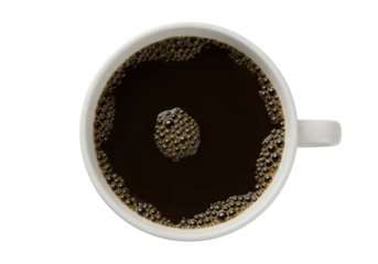 Isolated Top-Down View of Coffee in a White Mug