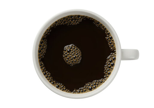 Isolated Top-Down View of Coffee in a White Mug