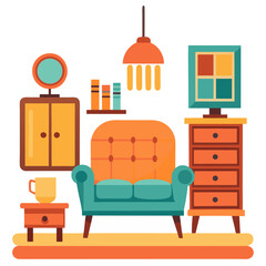 Furniture set silhouette bundle vector with editable design 