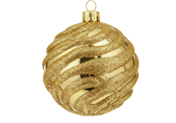 Isolated Golden Christmas Ornament with Swirling Glitter Pattern