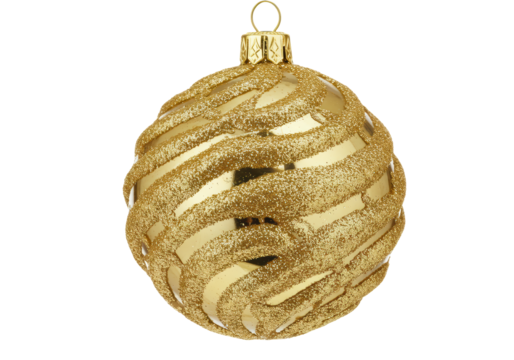 Isolated Golden Christmas Ornament with Swirling Glitter Pattern