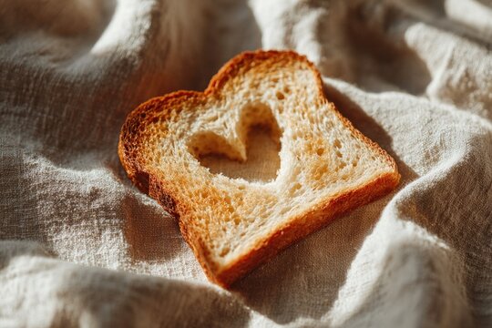Toast Slice with Heart-Shaped Cutout