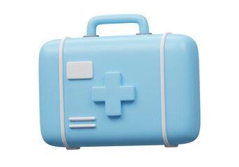 Isolated Light Blue First Aid Kit with Medical Cross