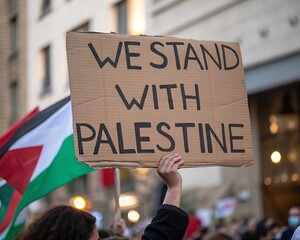 We stand with palestine protest rally demonstration support for palestine solidarity peace advocacy sign